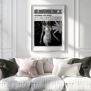 newspaper poster retro art print funky decor, preppy room decor aesthetic y2k poster, preppy wall art dorm decor, funky wall art girly decor image 5