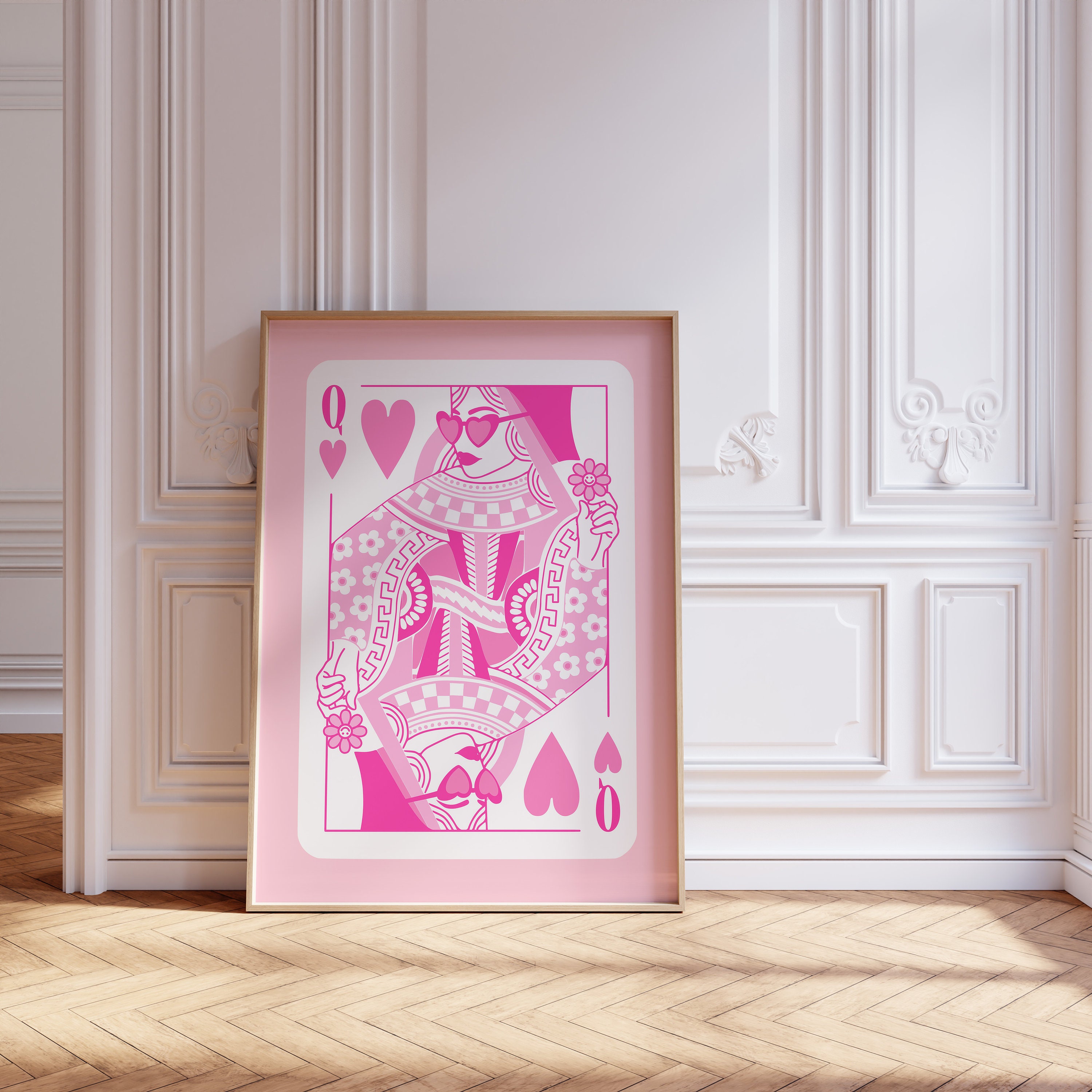 Discover queen of hearts retro wall art girly room decor aesthetic