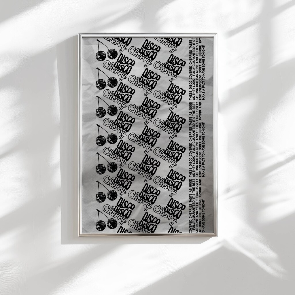 Poster Decorativo Da Parete Stile Retrò Y2K, Palla Da Discoteca Anni '70, Stampa Artistica 20x25 Cm, Bianco E Nero, Per Soggiorno, Ufficio, Regalo