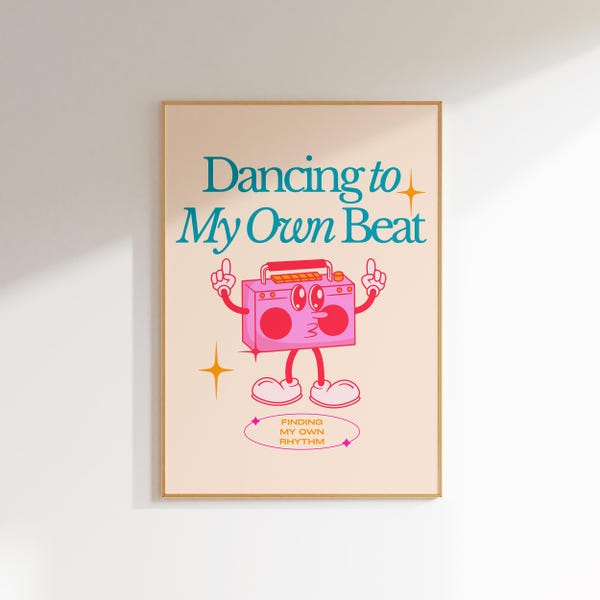 inspirational wall art prints trendy retro art funky poster dorm room decor cute girly print, affirmation poster music print aesthetic decor