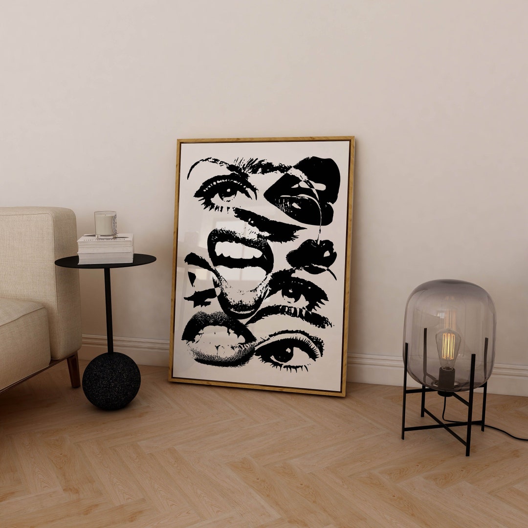 Black and White Art 70s Style Poster Aesthetic Room Decor, Retro Funky ...