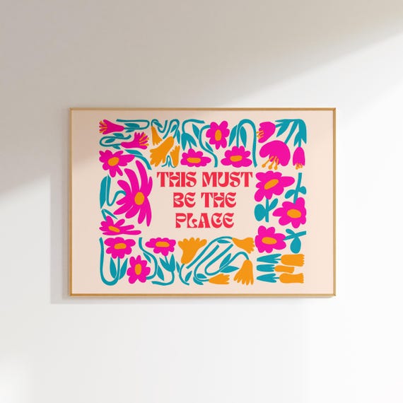 retro flowers modern floral print dopamine decor, maximalist wall art preppy print funky decor, floral art funky posters maximalist decor