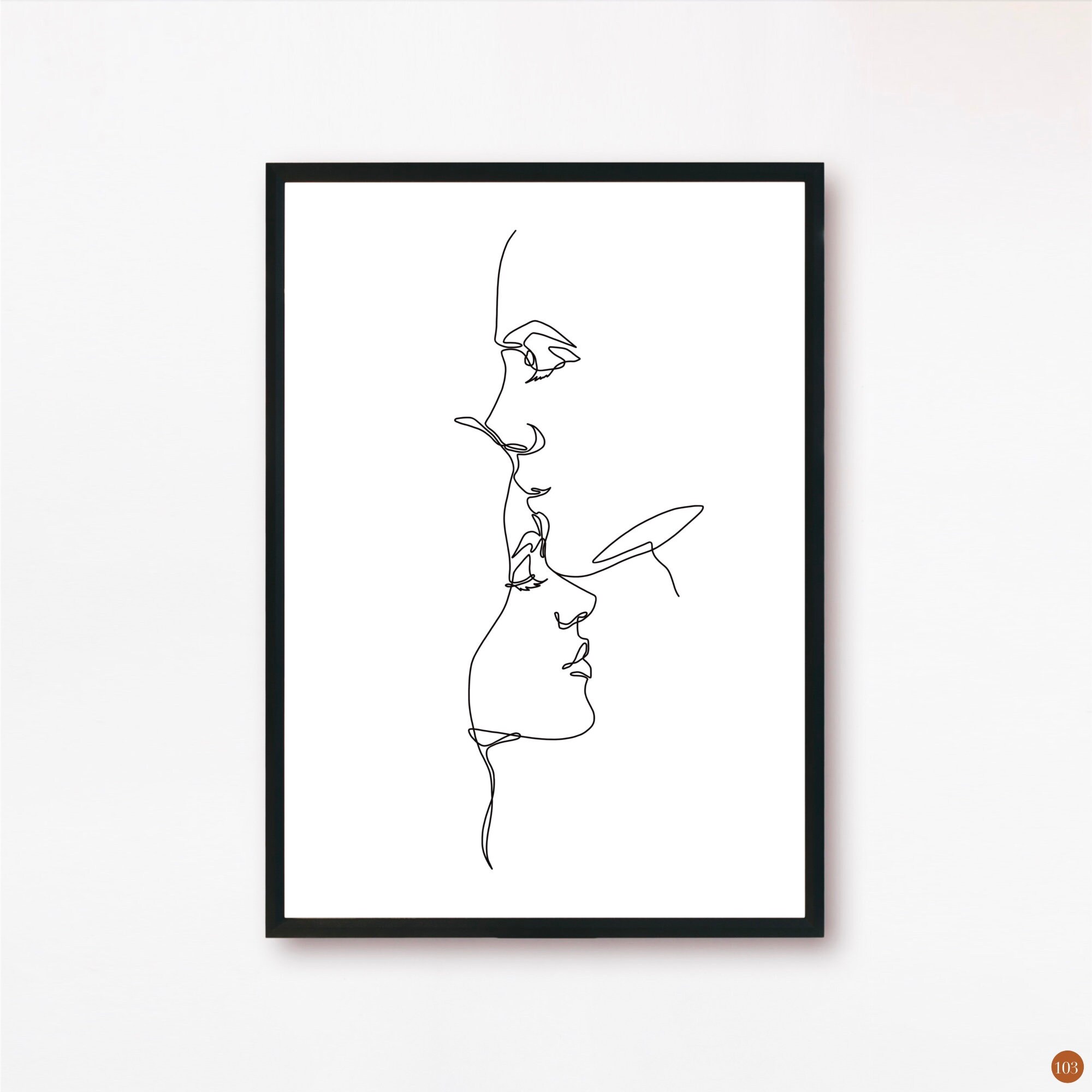 Couple One Line Drawing Printable Art Minimalist Single Line Etsy