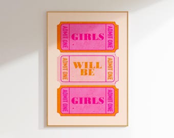 girly print retro wall art girls bedroom artwork, maximalist wall art prints trendy pink print dorm room decor aesthetic preppy wall art