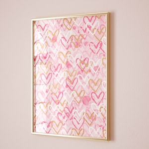 Arte da parete preppy con cuori rosa stampabile, arredamento della camera preppy per adolescenti, poster alla moda, dipinti preppy, arte da parete macabra, arredamento dormitorio per ragazze universitarie
