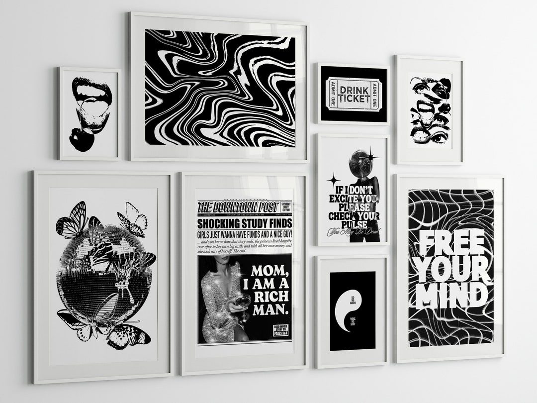 Trendy Black and White Travel Art Decor Set main image 1
