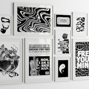 9er Set Kunst Schwarzweiß Schwarzweiß 3er Set neutrale Wandbilder abstrakte Malerei Kunst Rost Rost 50er Jahre