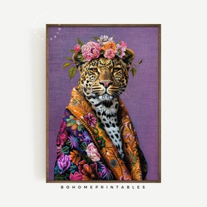 leopard animal print maximalist decor, eclectic wall art vintage wall decor, fashion wall art apartment decor, funky wall art eclectic decor