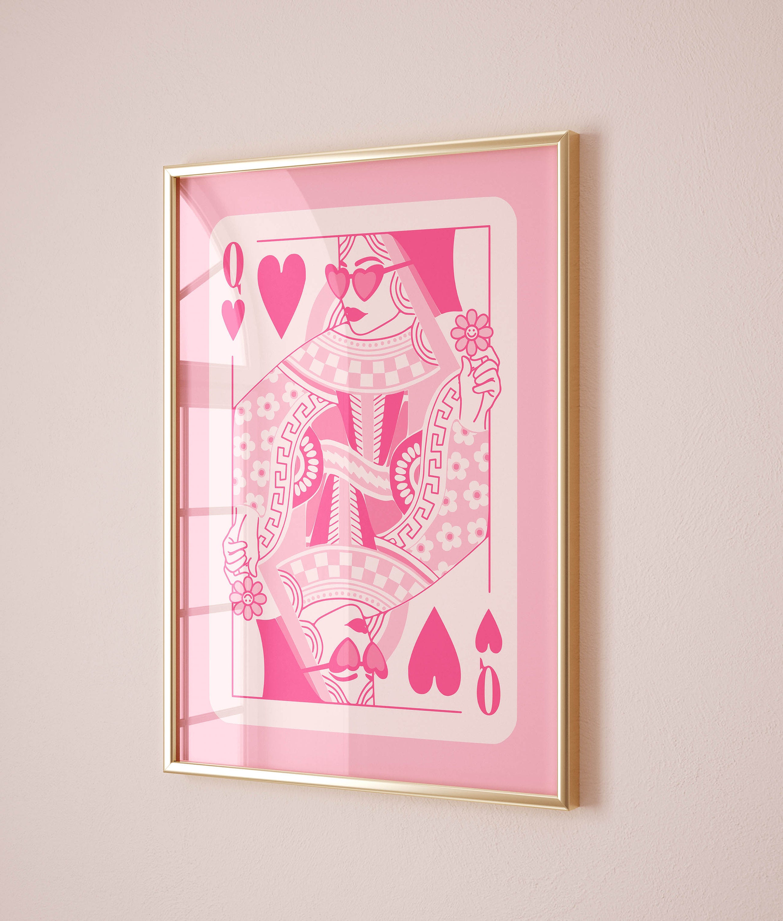 Discover queen of hearts pink retro wall art preppy room decor