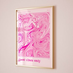 affirmation art pink room decor retro print, pink wall art trendy apartment decor retro poster, retro decor preppy print motivational poster