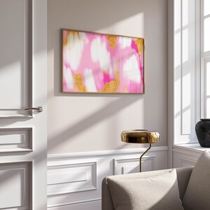 abstract painting pink decor, trendy wall art abstract bedroom decor, bedroom wall art abstract decor, pink abstract print preppy room decor image 3