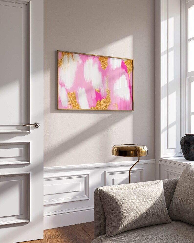 abstract painting pink decor, trendy wall art abstract bedroom decor, bedroom wall art abstract decor, pink abstract print preppy room decor image 3