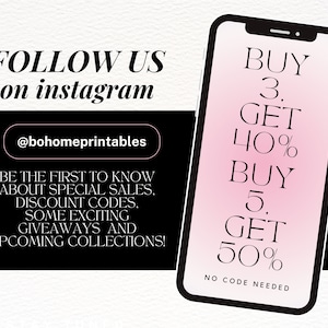 May include: A pink and white gradient phone screen with the text "BUY 3. GET 40% BUY 5. GET 50% NO CODE NEEDED".
