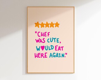 kitchen wall art maximalist decor, retro aesthetic room decor trendy wall art funky poster, pink and orange wall art college apartment decor