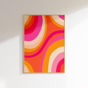 Funky retro Kunstdruck Hippie Raum Dekor ästhetisch, Digitaldruck abstrakte Kunst funky Plakat maximalist Dekor, Retro Wandkunst Wohnheim Raum Druck