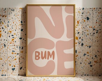 nice bum print funny bathroom art above toilet decor, minimalist wall art fun print bathroom shelf decor, unique wall art for bedroom decor