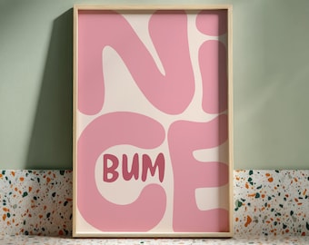 nice bum print funny bathroom art above toilet decor, bathroom shelf decor minimalist wall art fun print, unique wall art for bedroom decor