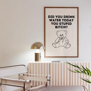 Arte de pared divertido, decoración de cocina retro, arte en blanco y negro, decoración de apartamento universitario, póster de cocina con arte de pared moderno, decoración de habitación de estética retro imagen 2