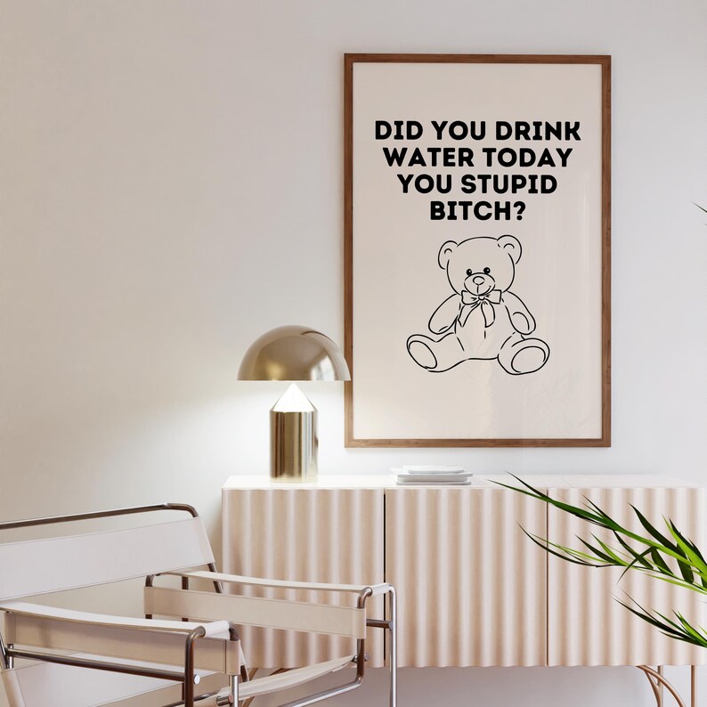 Arte de pared divertido, decoración de cocina retro, arte en blanco y negro, decoración de apartamento universitario, póster de cocina con arte de pared moderno, decoración de habitación de estética retro imagen 2