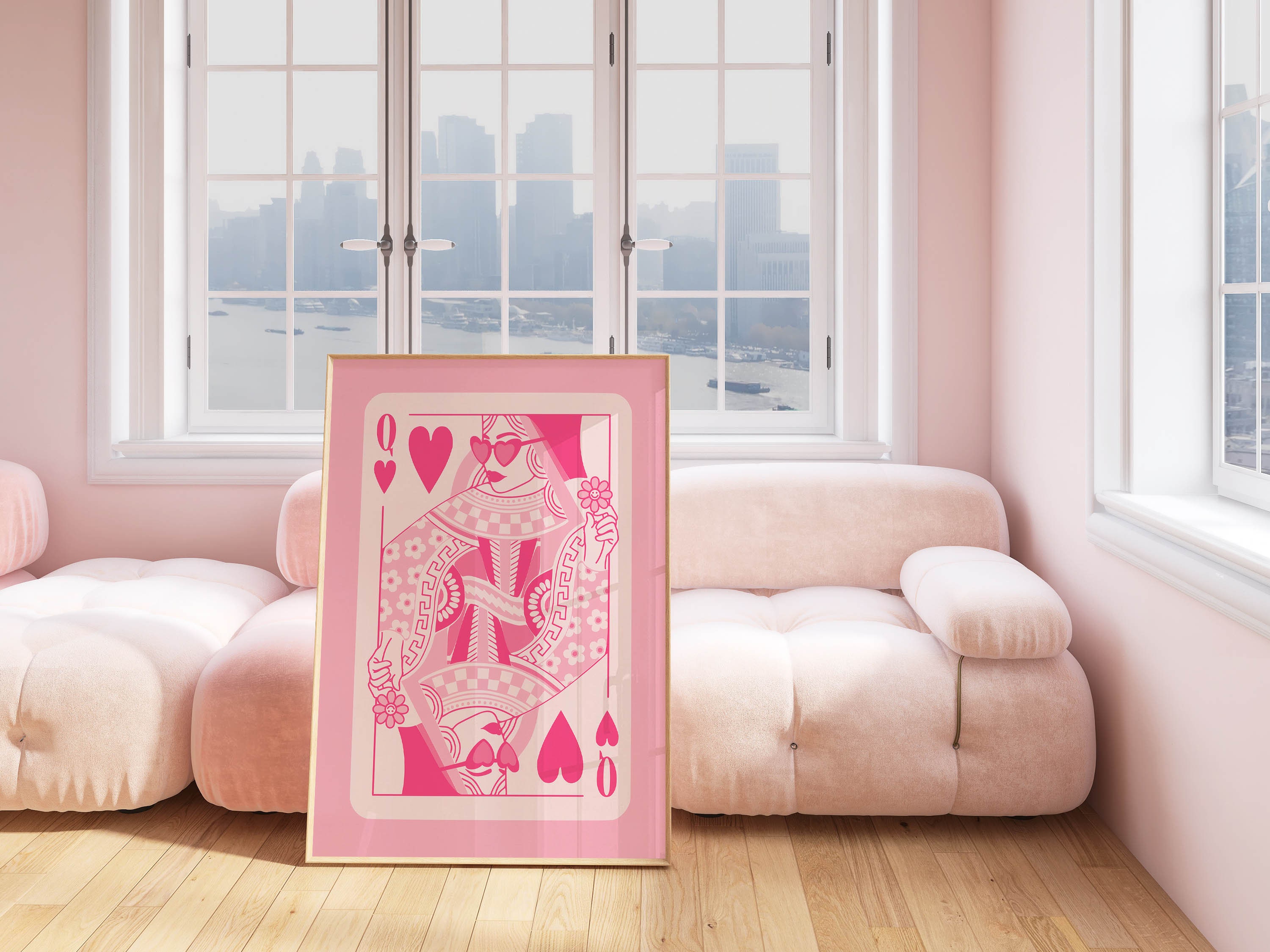 Discover queen of hearts pink retro wall art preppy room decor