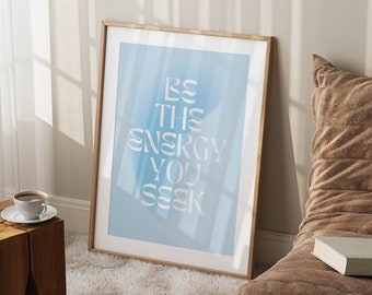 aura poster preppy dorm decor blue wall art print beachy decor, zen bathroom wall art aesthetic room decor, spiritual wall art bedroom decor