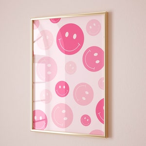 preppy wall art trendy apartment decor, pink wall art print preppy room decor aesthetic, trendy wall art dorm room decor above bed wall art