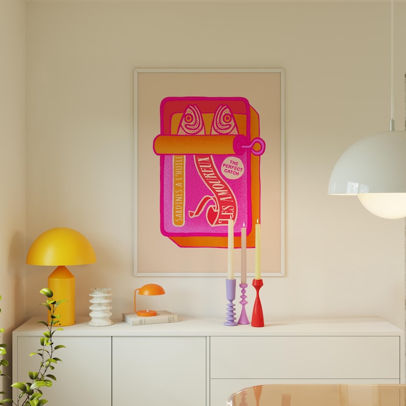 trendiga konsttryck estetikposters dopamindekor, maximalistisk väggkonst unik present till par, retro väggkonst ovanför sängen dekoration parpresent bild 10