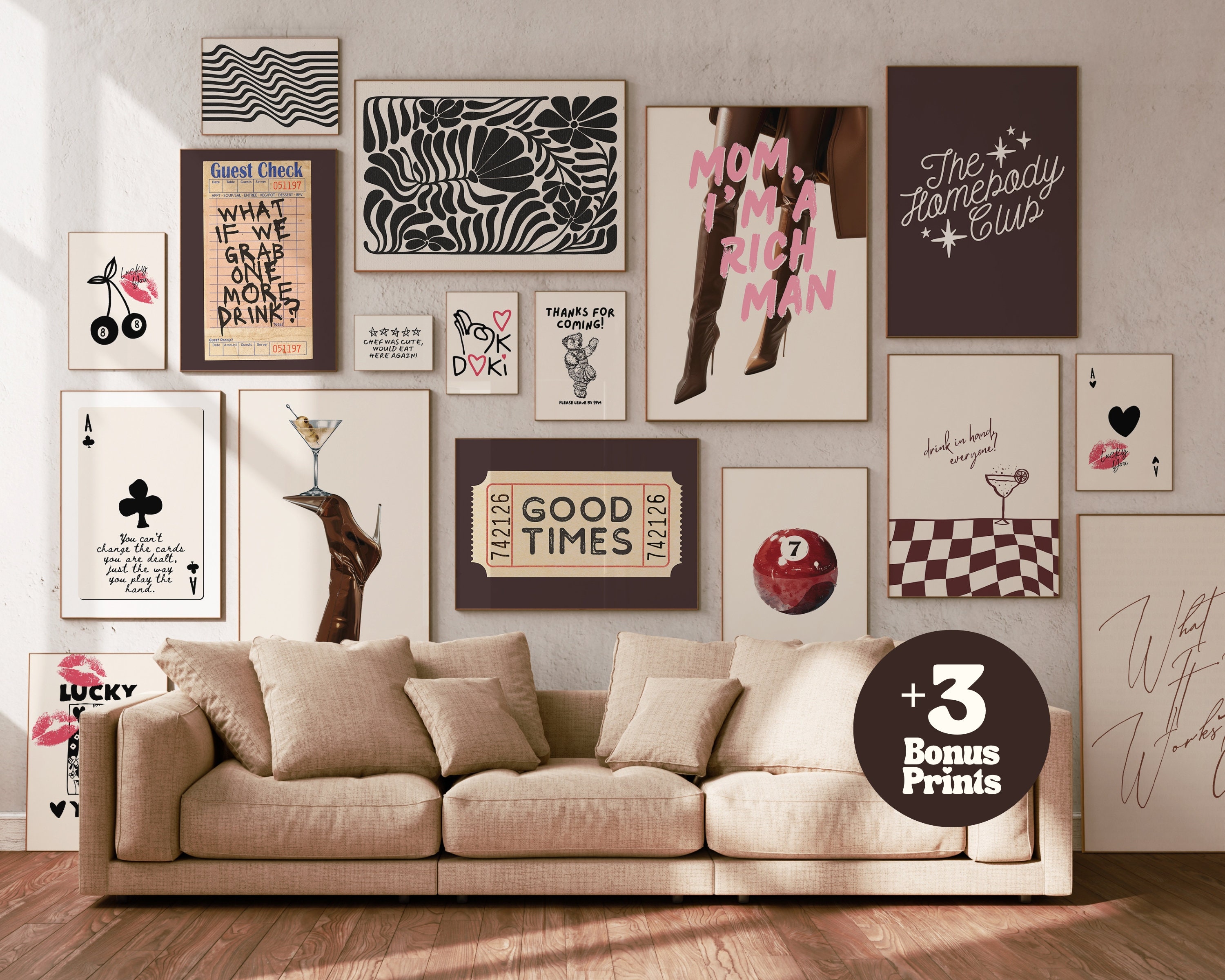 趣味・スポーツ・実用 Domestic Aesthetic Household Art 1920- Retro Wall Art Set of 17 Bundle Prints Funky Decor, Apartment