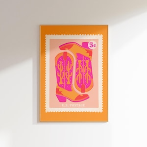 cowgirl poster aesthetic funky wall art maximalist dopamine decor, trendy retro wall art print college apartment decor aesthetic poster