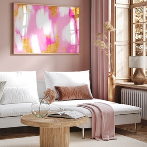 abstract painting pink decor, trendy wall art abstract bedroom decor, bedroom wall art abstract decor, pink abstract print preppy room decor image 9
