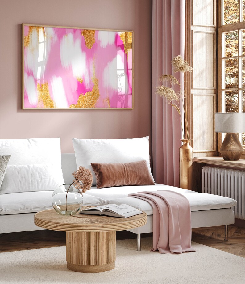 abstract painting pink decor, trendy wall art abstract bedroom decor, bedroom wall art abstract decor, pink abstract print preppy room decor image 9
