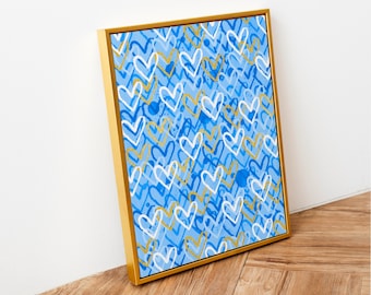 blue heart preppy wall art printable preppy room decor for teens trendy posters preppy paintings grily wall art dorm decor for college girls