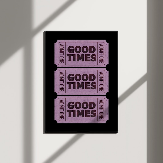 good times ticket bar cart decor 70s art print grunge room decor, extra large wall art bar cart art print grunge posters funky wall decor