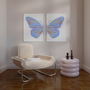 Blue Split Butterfly Wall Art Set Baby Girl Nursery Decor Prints ...
