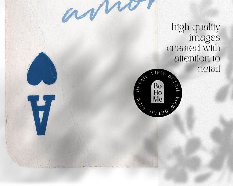 May include: A blue ace of spades playing card with a black circle sticker that says "DETAIL VIEW DETAIL VIEW" with the words "Bo Ho Me" inside the circle.