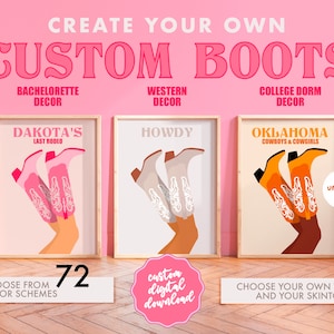 Custom Cowgirl Stiefel druckbare Kunst, Howdy Rodeo Poster, letzte Rodeo Bachelorette Dekor, let's get nashty go Mädchen Disco Cowgirl Bachelorette