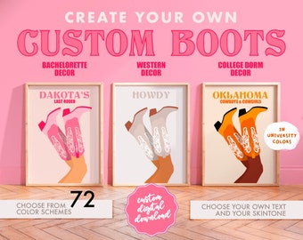 custom cowgirl boots printable art, howdy rodeo poster, last rodeo bachelorette decor, lets get nashty go girls disco cowgirl bachelorette