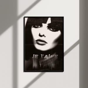 je t&#39;aime black and white print above bed decor, trendy art print coquette room decor, funky room decor aesthetic poster and prints wall art