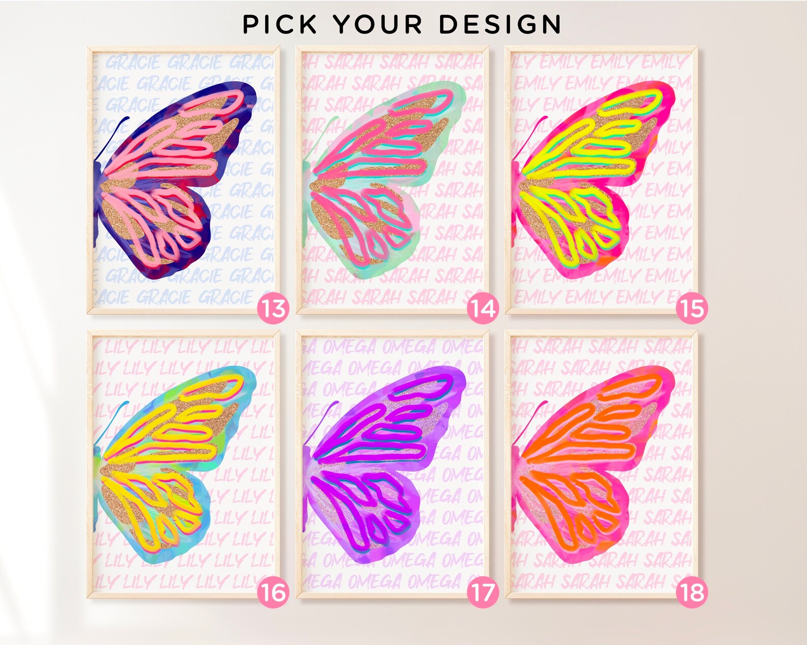 Custom Split Butterfly Preppy Wall Art Printable Poster Dorm Etsy