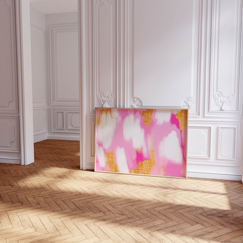 abstract painting pink decor, trendy wall art abstract bedroom decor, bedroom wall art abstract decor, pink abstract print preppy room decor image 6