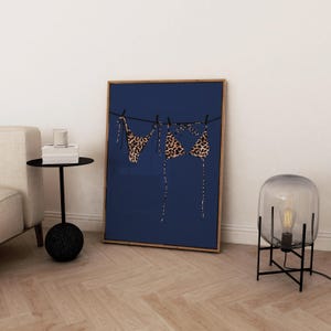 marineblaue Wand Kunst Bikini Druck Leopard Plakat, funky Wandkunst Wohnung Drucke Wandkunst trendy, Retro Plakat Wohnheim ästhetische Wandkunst Bild 10