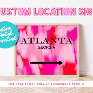 Custom location sign, preppy wall art printable, dorm decor for college girls, college apartment decor, preppy room decor, preppy posters