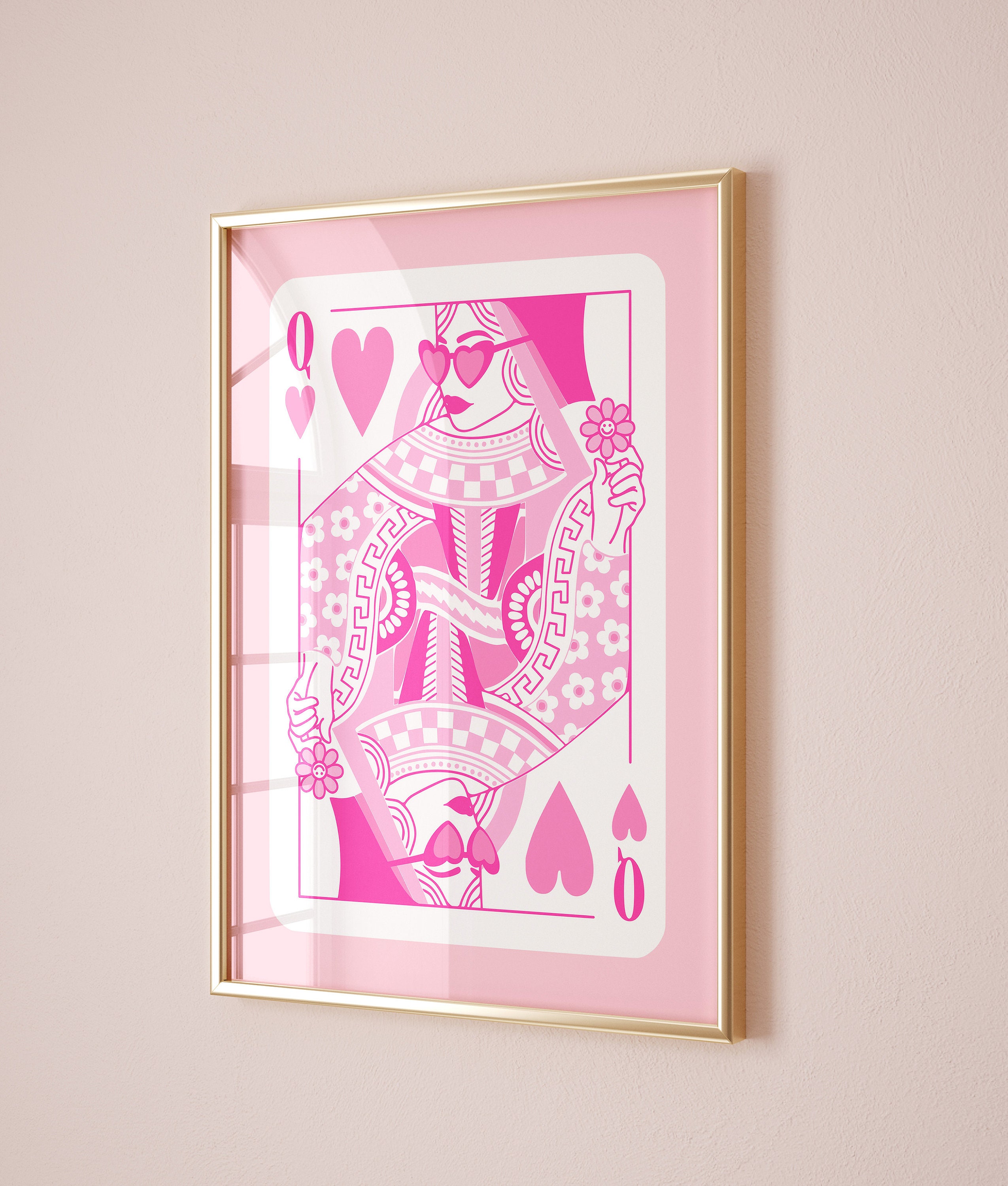 Discover queen of hearts retro wall art girly room decor aesthetic