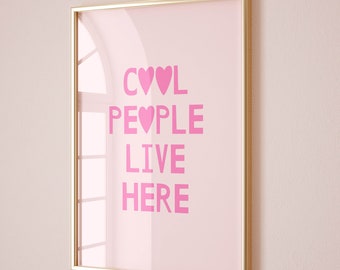 funny wall art pink poster living room decor, girly wall art college apartment decor, trendy wall art typography print preppy room decor