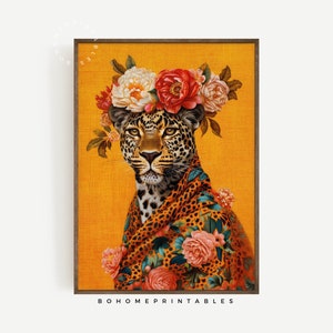 leopard animal print maximalist decor, fashion wall art apartment decor, funky wall art eclectic decor, eclectic wall art vintage wall decor