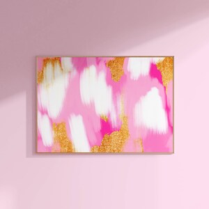 abstract painting pink decor, trendy wall art abstract bedroom decor, bedroom wall art abstract decor, pink abstract print preppy room decor image 1