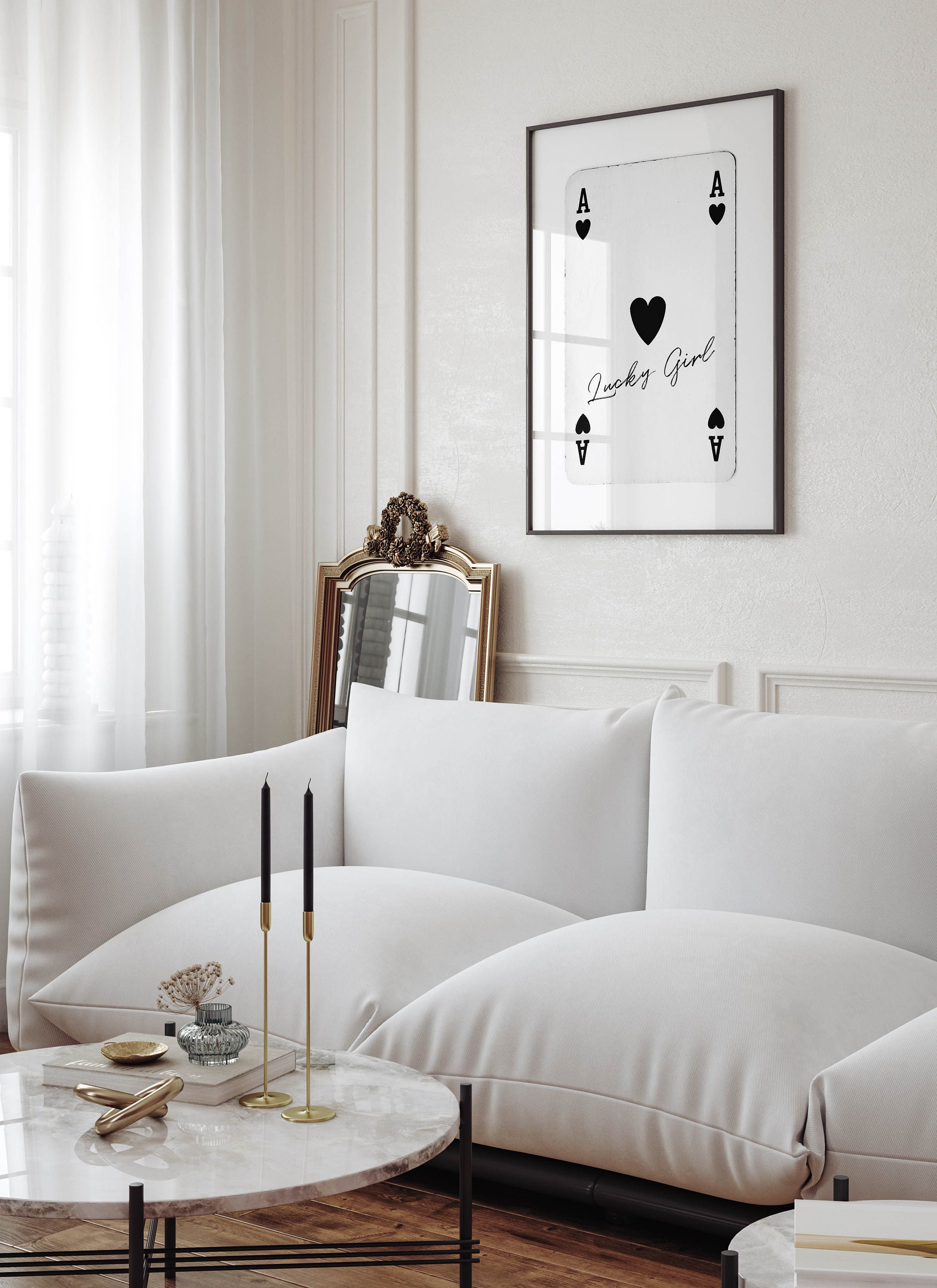 Sindrome della ragazza fortunata asso di cuori poster trendy retro wall art college apartment decor estetica funky wall art bar carrello stampe d'arte anni '70 - Italia