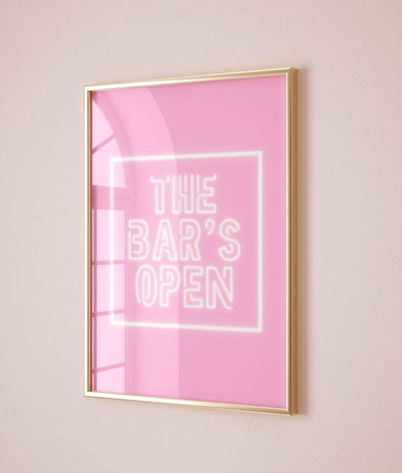 The Bars Open Bar Cart Sign College Apartment Decor, Open Bar Sign Bar Cart Decor, Bar cart art Preppy Y2k Room Decor Aesthetic Wall Art