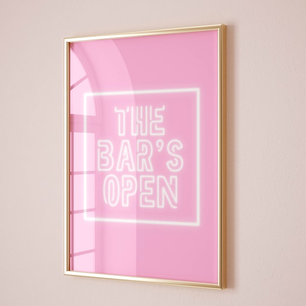 The Bars Open Bar Cart Sign College Apartment Decor, Open Bar Sign Bar Cart Decor, Bar cart art Preppy Y2k Room Decor Aesthetic Wall Art
