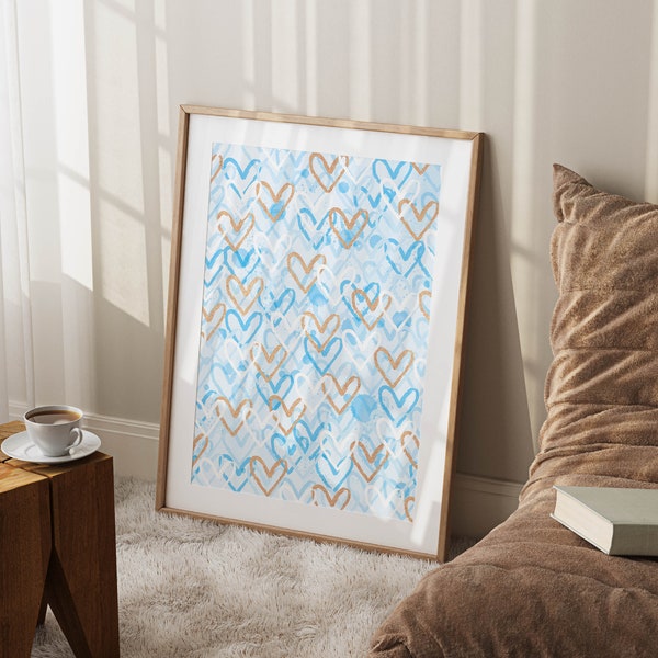 Blue and Gold Dorm Wall Art Etsy
